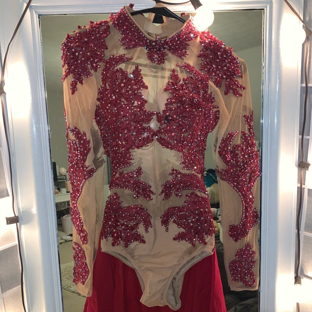 Beautiful burgundy solo dance costume